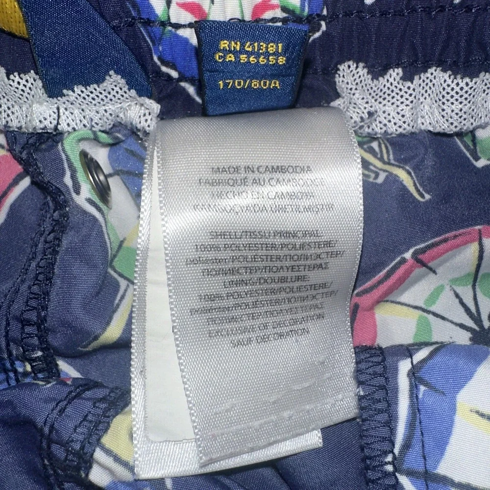 Ralph Lauren Polo Bear Swim Shorts Small Blue All Over Print AOP Trunk Beach